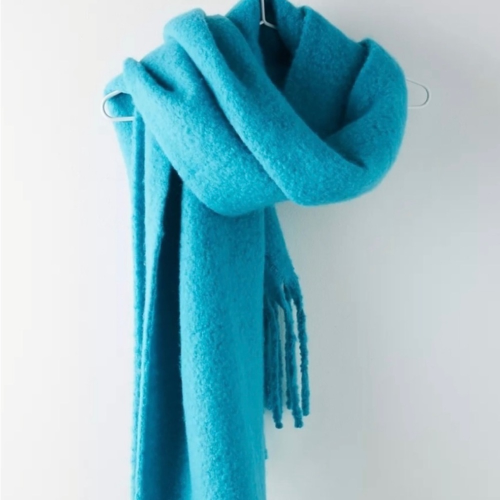 Anthropologie Bonnie Fringed Wrap Scarf- turquoise